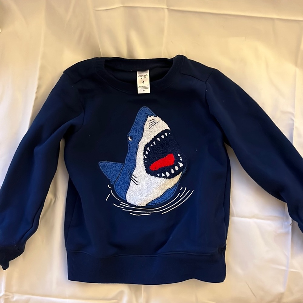 Carters navy shark sweatshirt. 4T